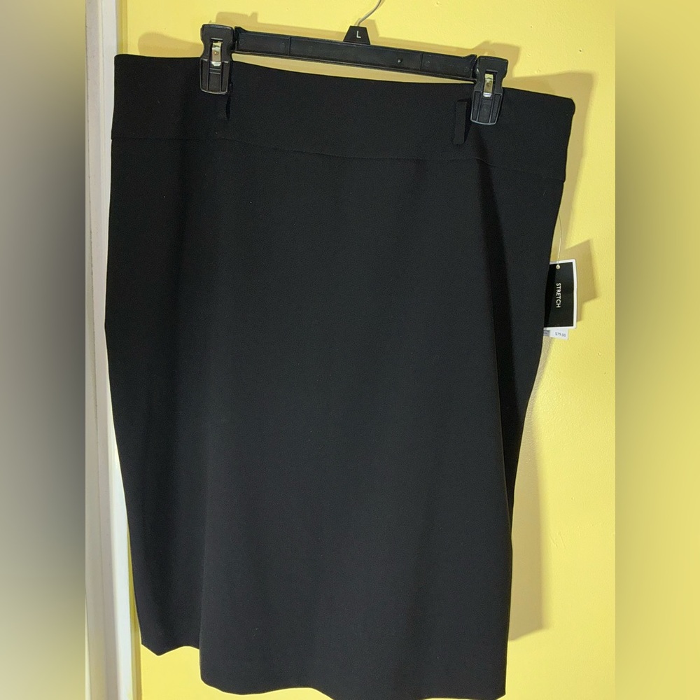 Nine West Stretch Pencil Skirt Black Art Nouveau Size 14 - Picture 4 of 8